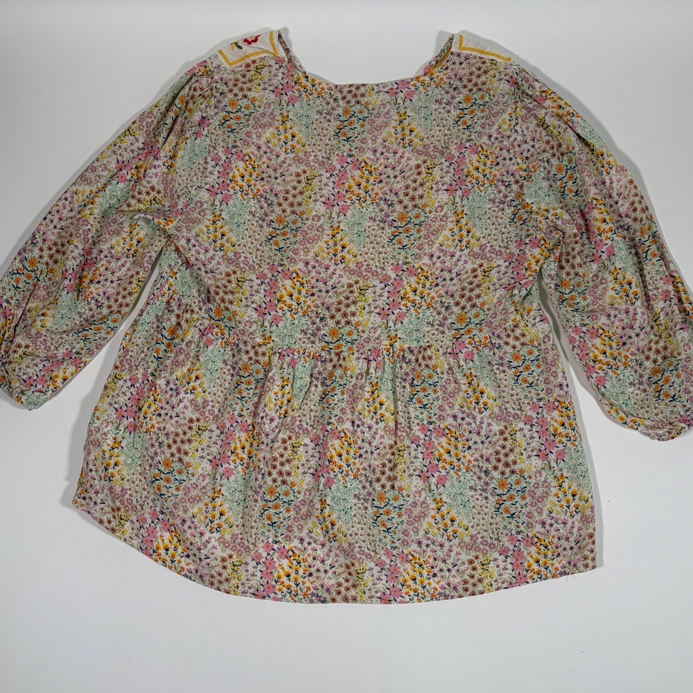 Savanna Jane Floral Embroidered Babydoll Top Boho Cottagecore Peasant Blouse L - Picture 3 of 5